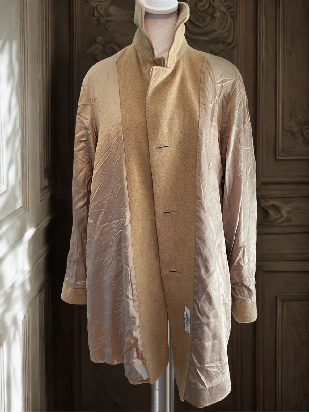 FLEURETTE Vintage 90s 100% Camel Hair Coat Jacket USA Union Tan Sz 12 Mid Length - Picture 13 of 16